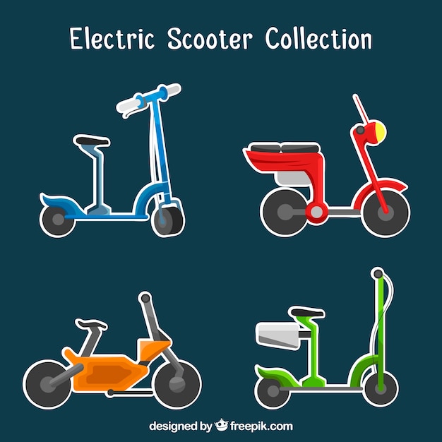 Vetor grátis pacote divertido de scooters elétricos