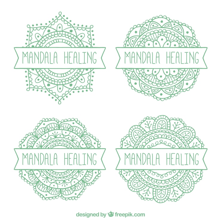 Vetor grátis pacote, mão, desenhado, mandalas