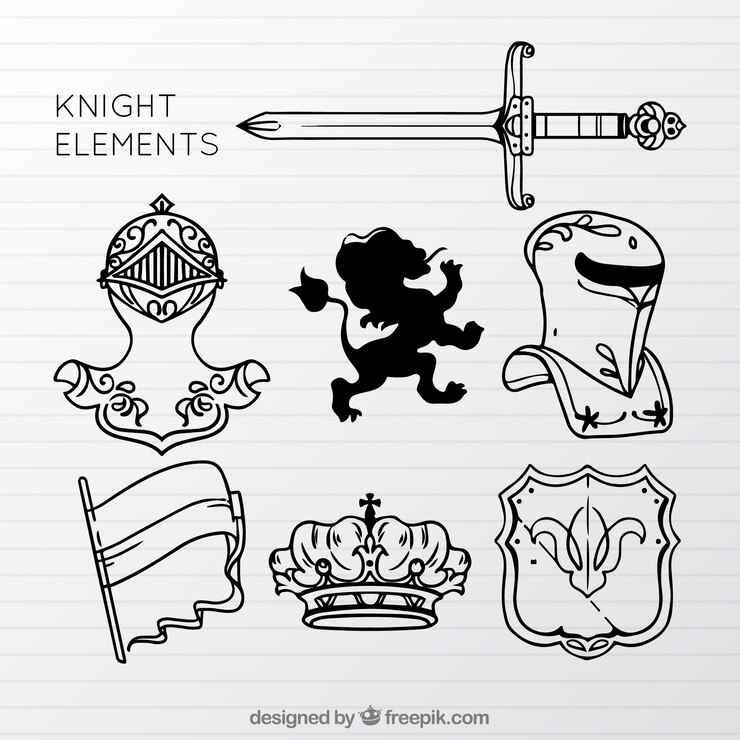 Vetor grátis pacote medieval com estilo desenhado a mão