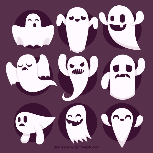 Pacote moderno de fantasmas de Halloween