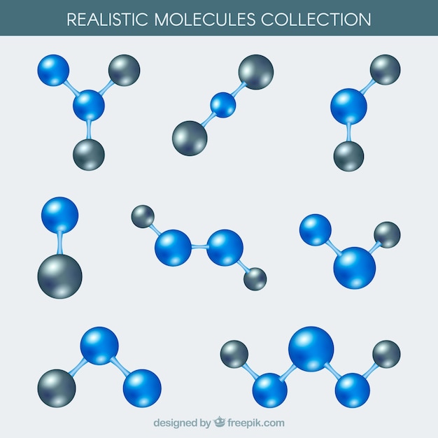 Vetor grátis pacote realista de moléculas