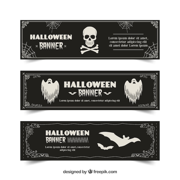 Vetor grátis pacote vintage de banners de halloween