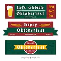 Vetor grátis pacote vintage de banners mais oktoberfest