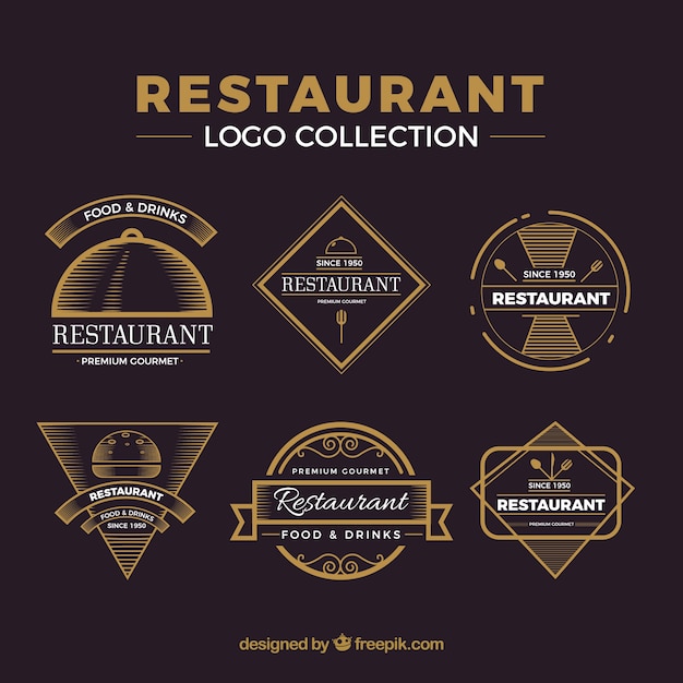 Vetor grátis pacote vintage de logos de restaurantes