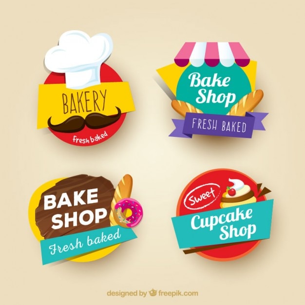 Padaria colored stickers set