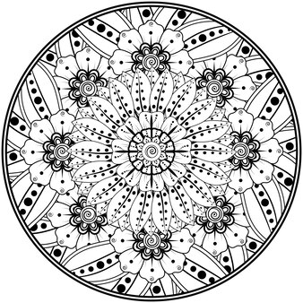 Padrão circular em forma de mandala com flor para decoração de tatuagem de henna mehndi