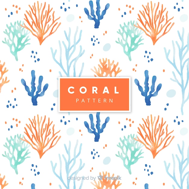 Padrão coral aquarela