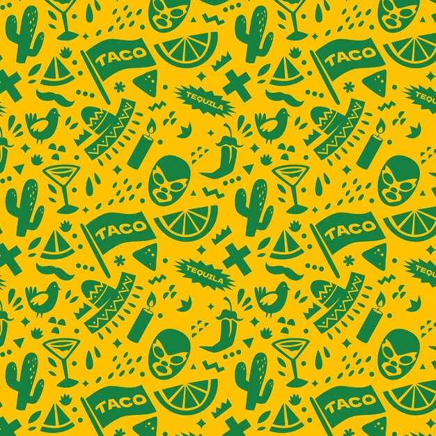 Padrão de barra mexicana desenhada de mão