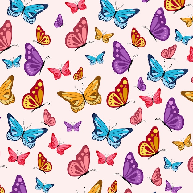Vetor grátis padrão de borboleta de desenho plano