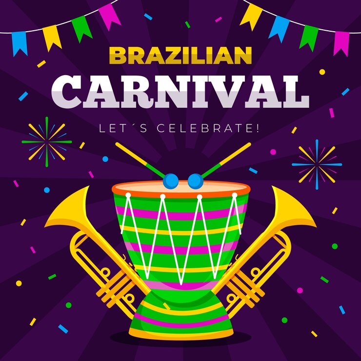 Vetor grátis padrão de carnaval brasileiro com bateria