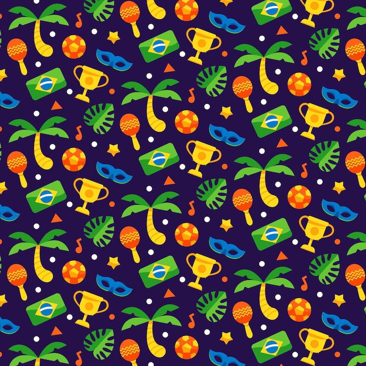 Vetor grátis padrão de carnaval brasileiro em design plano