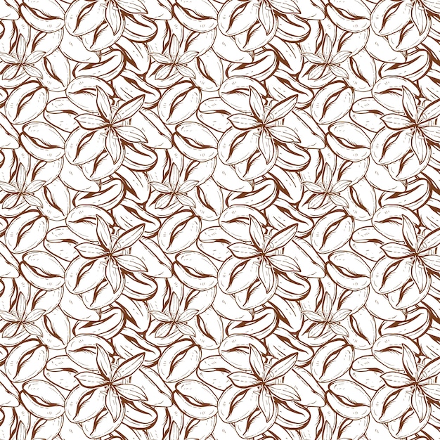 Vetor grátis padrão de desenho de grãos de café desenhados à mão