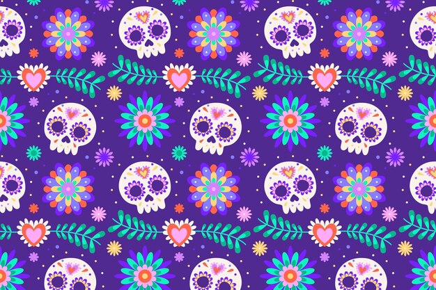 Vetor grátis padrão de dia de muertos de design plano