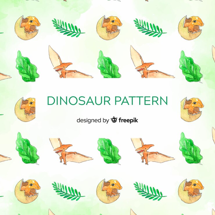 Vetor grátis padrão de dinossauro em aquarela