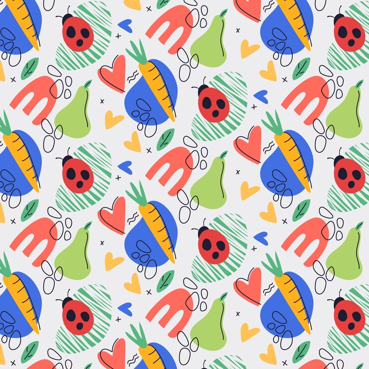Vetor grátis padrão de doodle abstrato de design plano desenhado à mão