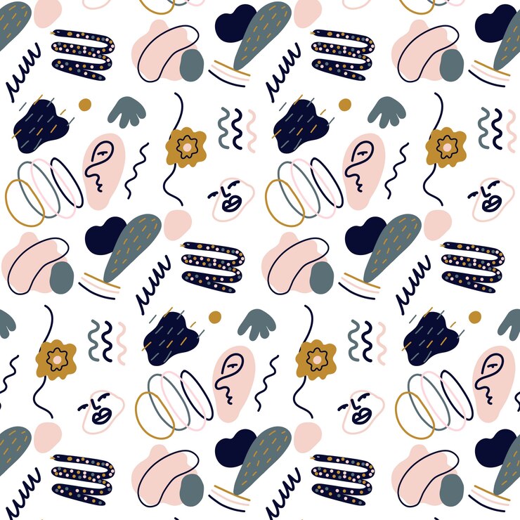 Vetor grátis padrão de doodle abstrato de design plano desenhado à mão