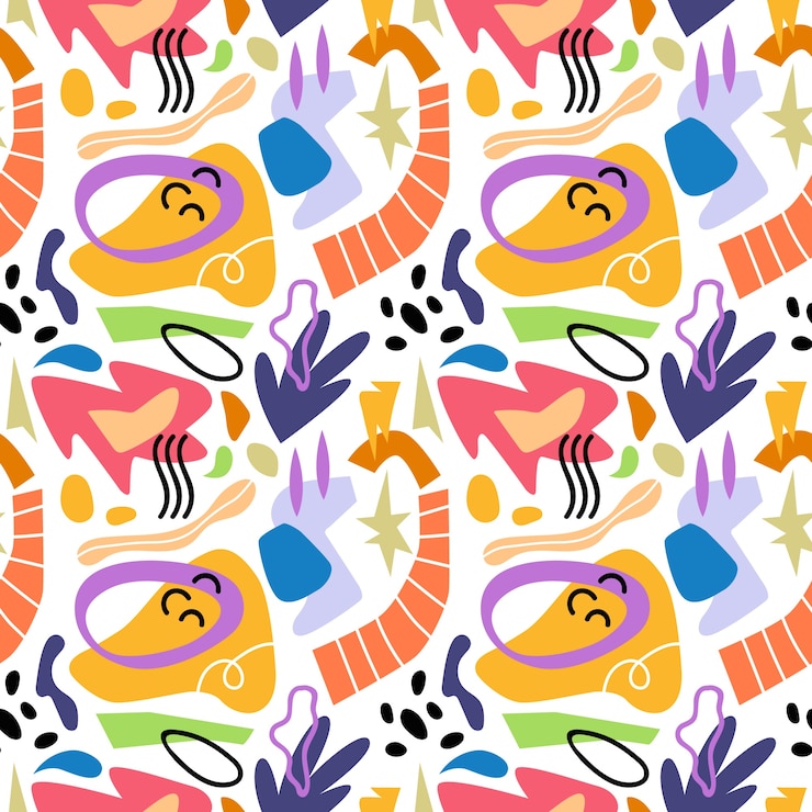 Vetor grátis padrão de doodle abstrato de design plano desenhado à mão