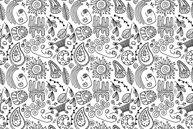 Padrão de doodle abstrato desenhado à mão