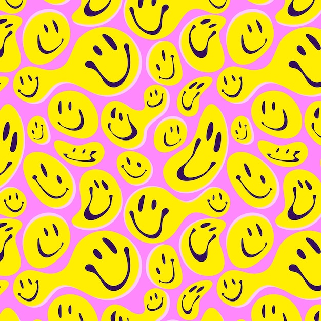 Vetor grátis padrão de emoticon de sorriso distorcido