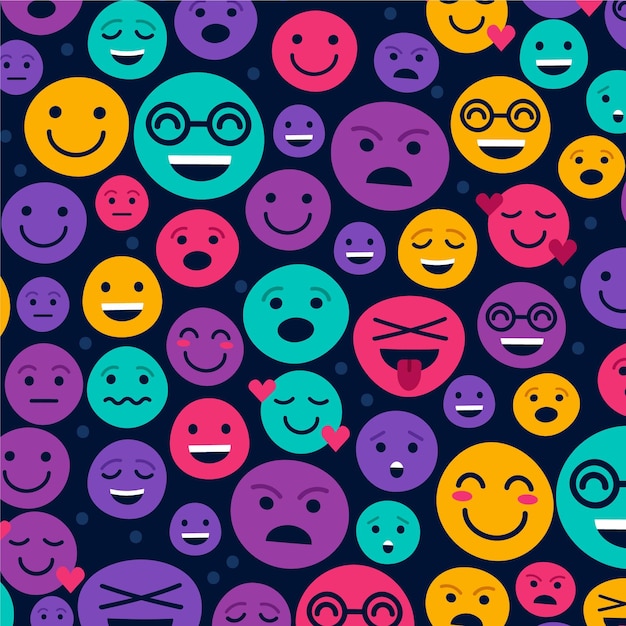 Vetor grátis padrão de emoticons de sorriso colorido