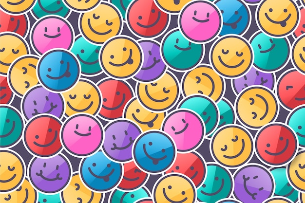 Vetor grátis padrão de emoticons de sorriso colorido