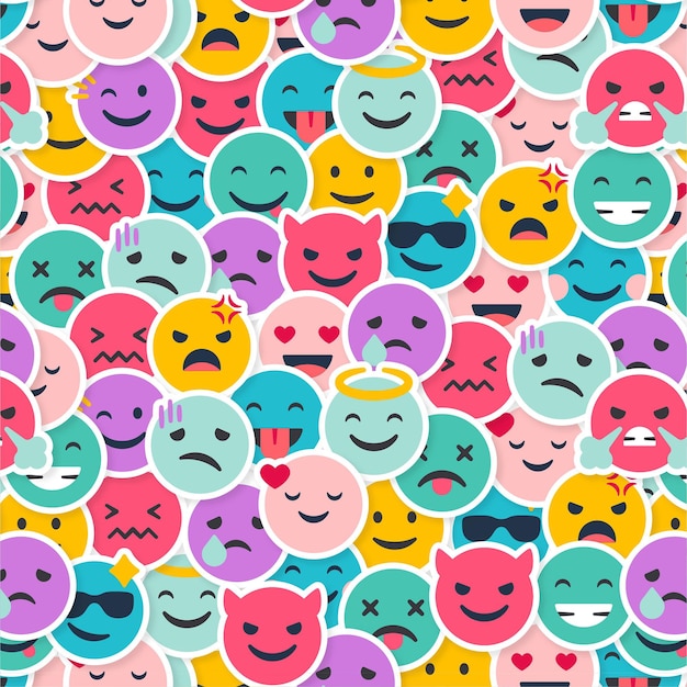 Vetor grátis padrão de emoticons de sorriso criativo