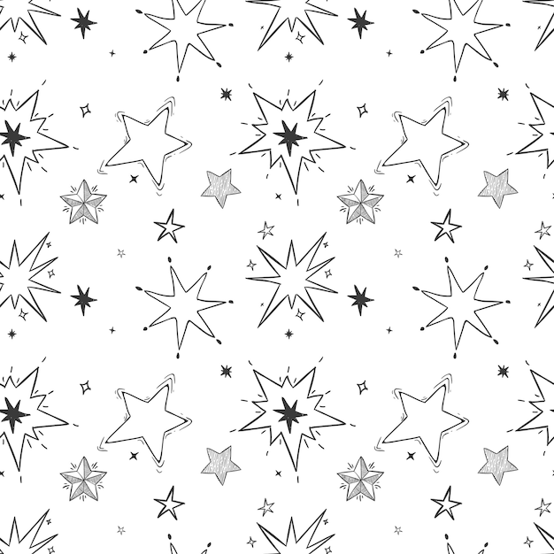 Padrão de estrelas desenhadas à mão perfeita