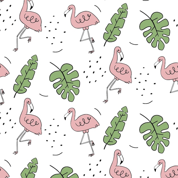 Vetor grátis padrão de flamingo colorido