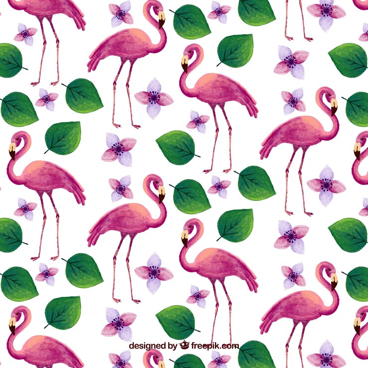 Vetor grátis padrão de flamingos em estilo aquarela