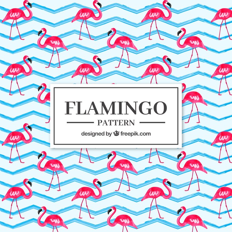 Vetor grátis padrão de flamingos na mão desenhada estilo