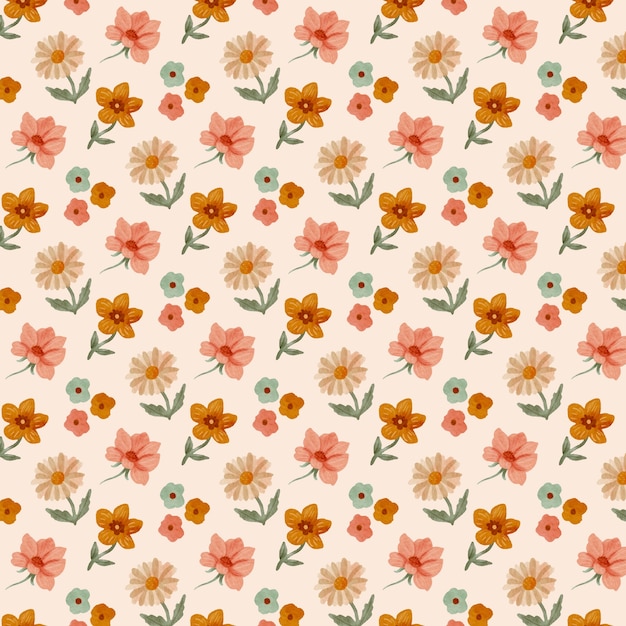 Padrão de flores pequenas em aquarela