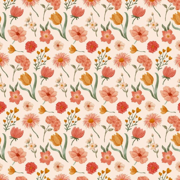Padrão de flores pequenas em aquarela