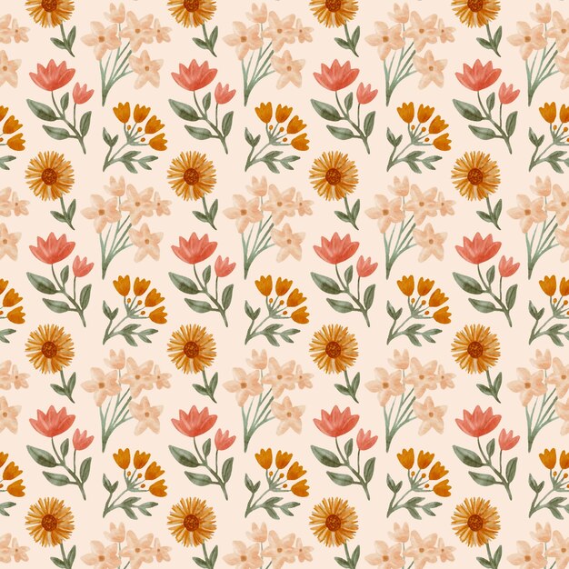 Padrão de flores pequenas em aquarela