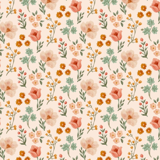 Padrão de flores pequenas em aquarela