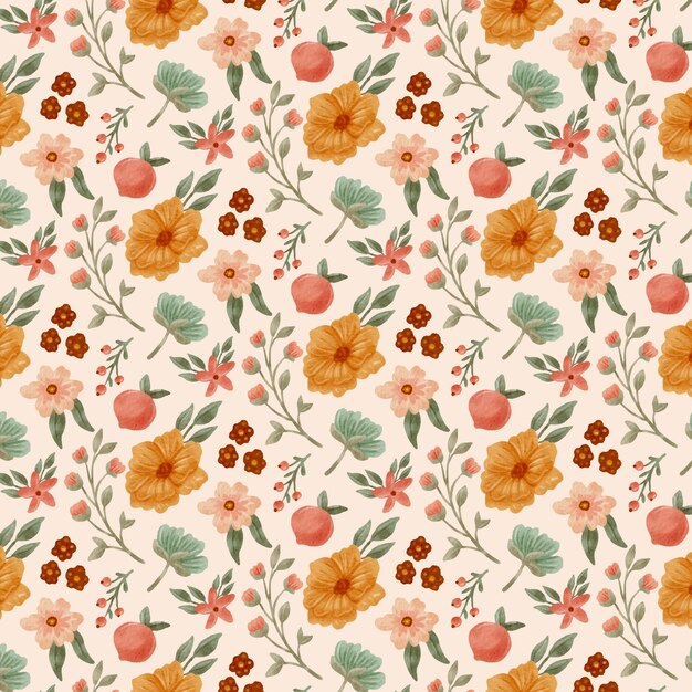 Padrão de flores pequenas em aquarela