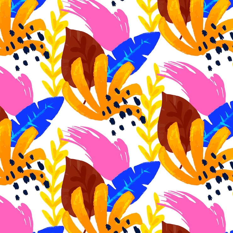 Vetor grátis padrão de folhas abstratas pintadas à mão