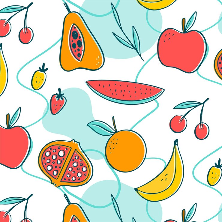 Vetor grátis padrão de frutas tropicais coloridas