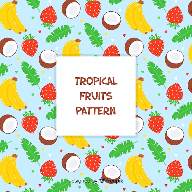 Padrão de frutas tropicais de mão desenhada