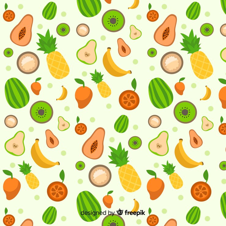 Vetor grátis padrão de frutas tropicais plana