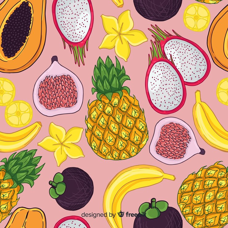 Vetor grátis padrão de frutas tropicais