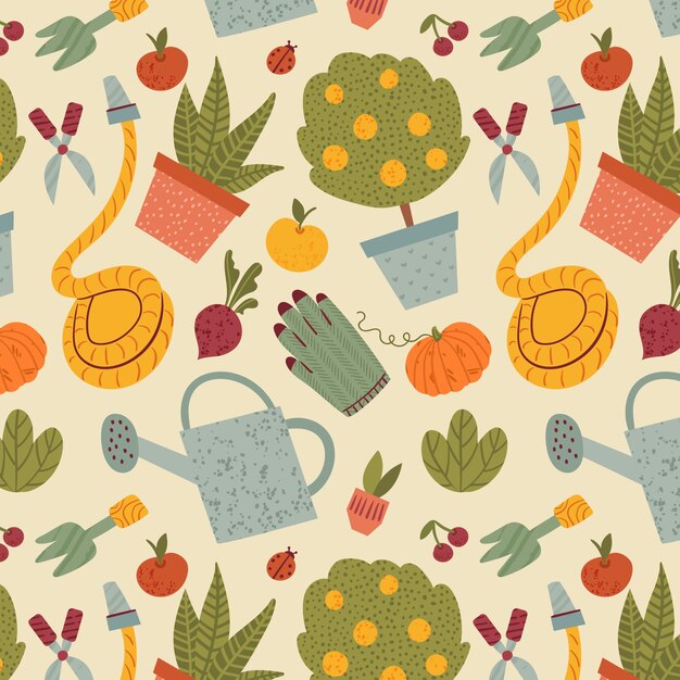 Padrão de jardinagem desenhado à mão