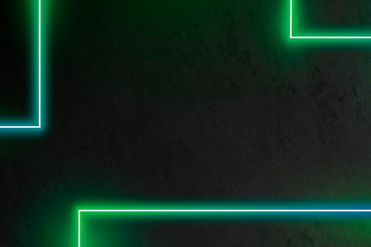 Vetor grátis padrão de linha verde neon em fundo escuro