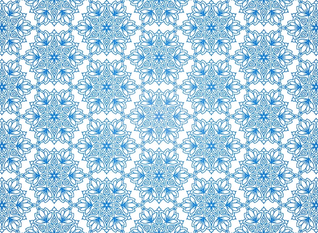 Padrão de mandala azul decorativo étnico no fundo branco