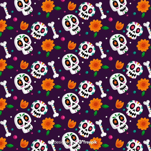 Padrão de mão desenhada dia de muertos