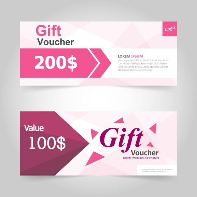 Padrão de modelo de voucher de presente cor-de-rosa