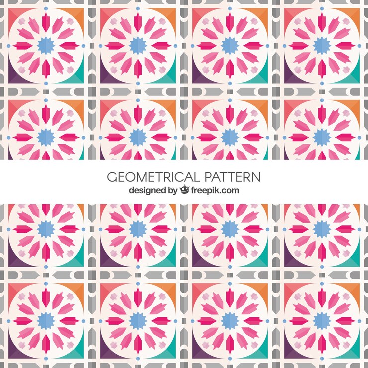 Vetor grátis padrão de mosaico geométrico floral