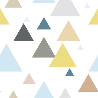 Padrão de repetição contínua de triângulo geométrico em azul amarelo marrom cinza