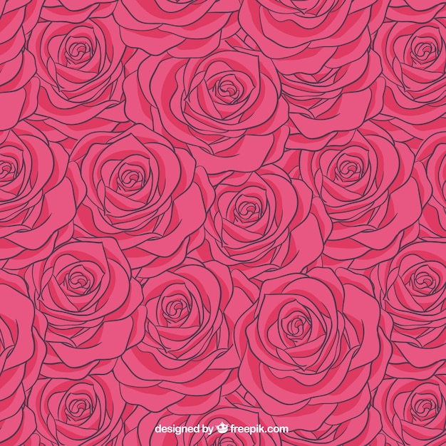 Padrão de rosas em tom rosa quente