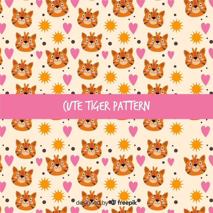 Vetor grátis padrão de tigre e sol
