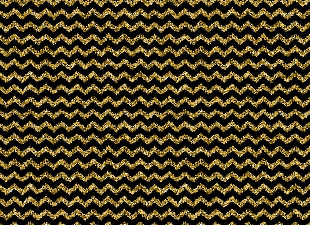 Padrão em zigue-zague de glitter dourado em fundo preto